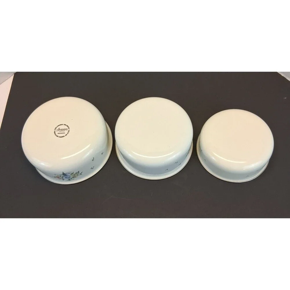 VTG Invitations Tableworks 3 Nesting Bowl Set Porcelain Enamel on Steel 1980 GUC